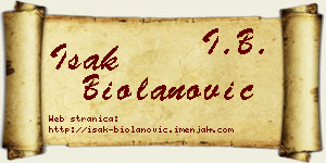 Isak Biolanović vizit kartica